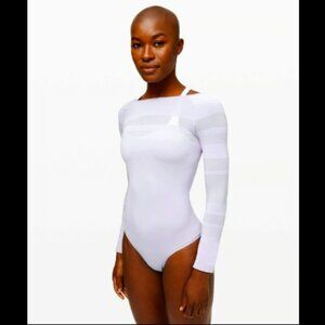 LULULEMON Gleam & Glow Bodysuit EUC Lilac Grey Lavender Seamless Like New